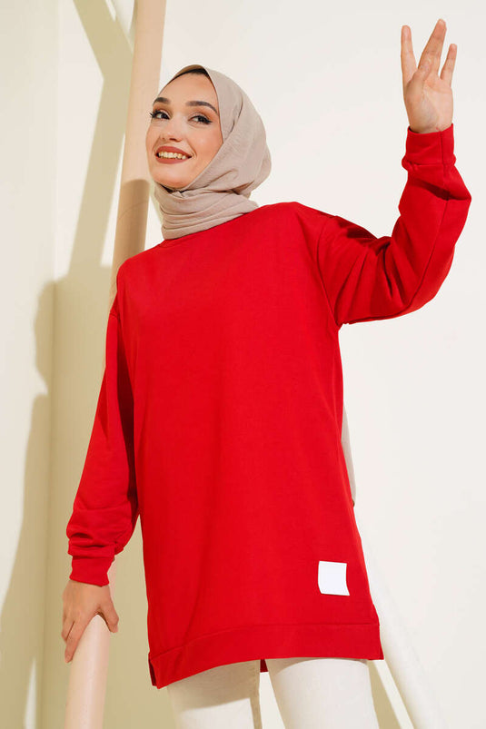 Rote Bedruckte Bestickte Tunika