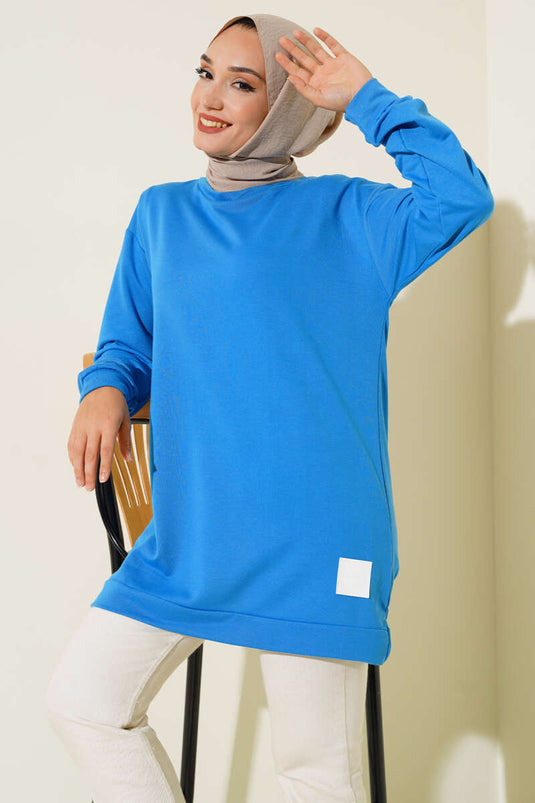 Yazı Baskı Armalı Tunik Mavi