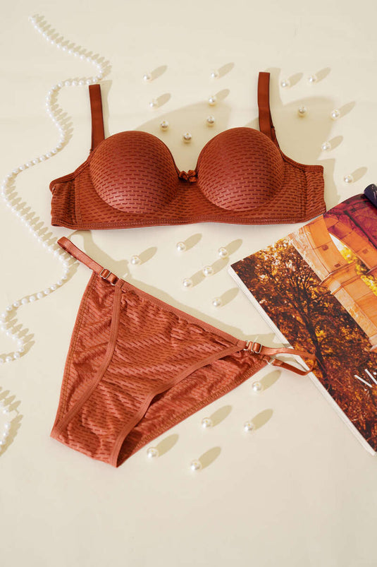 طقم حمالة صدر غير مبطنة من قطعة واحدة نحاسي