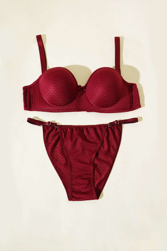 طقم حمالة صدر غير مبطنة من قطعة واحدة، لون عنابي