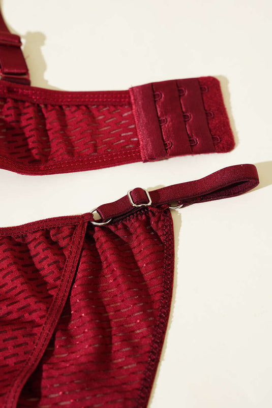 طقم حمالة صدر غير مبطنة من قطعة واحدة، لون عنابي