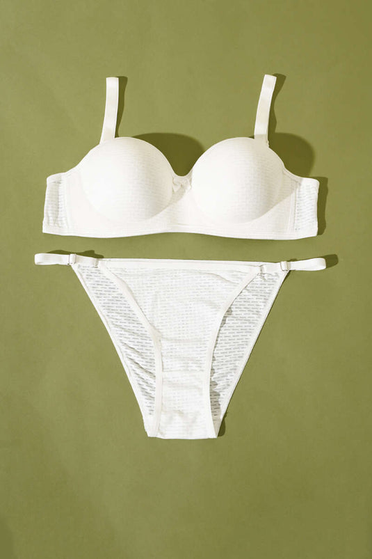 طقم حمالة صدر غير مبطنة من قطعة واحدة - بيج فاتح