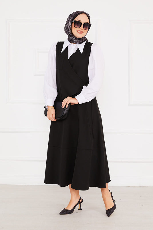 Ensemble gilet et jupe hijab noir