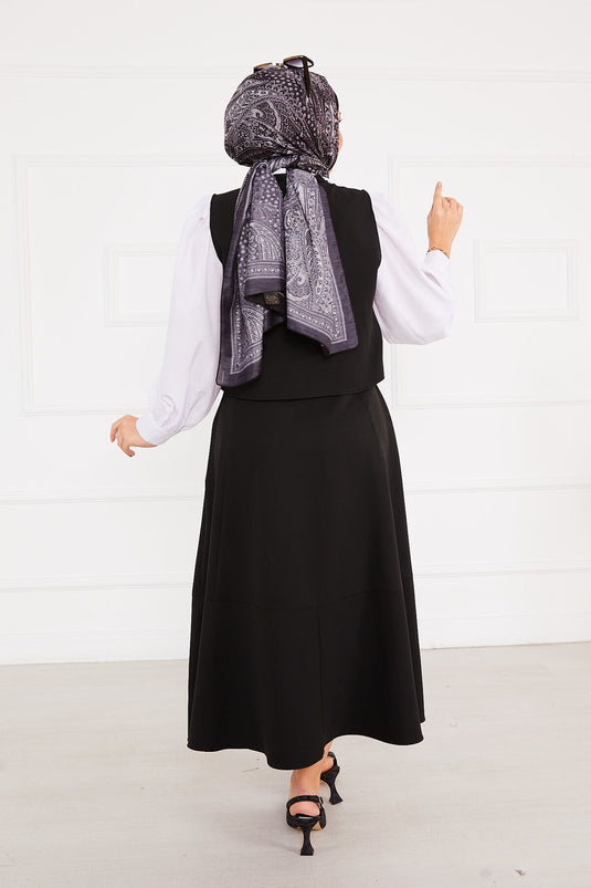 Ensemble gilet et jupe hijab noir
