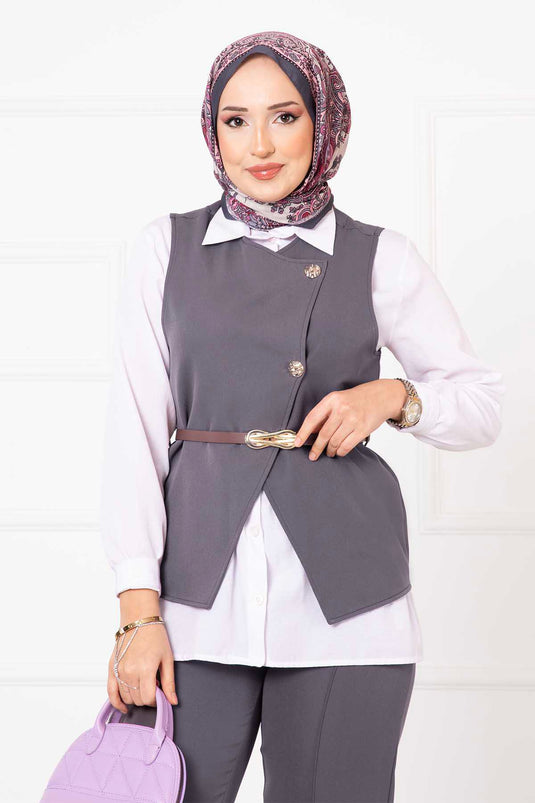 Yelekli İkili Takım Gri