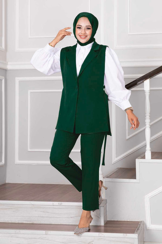 بدلة حجاب من قطعتين، لون زمرد