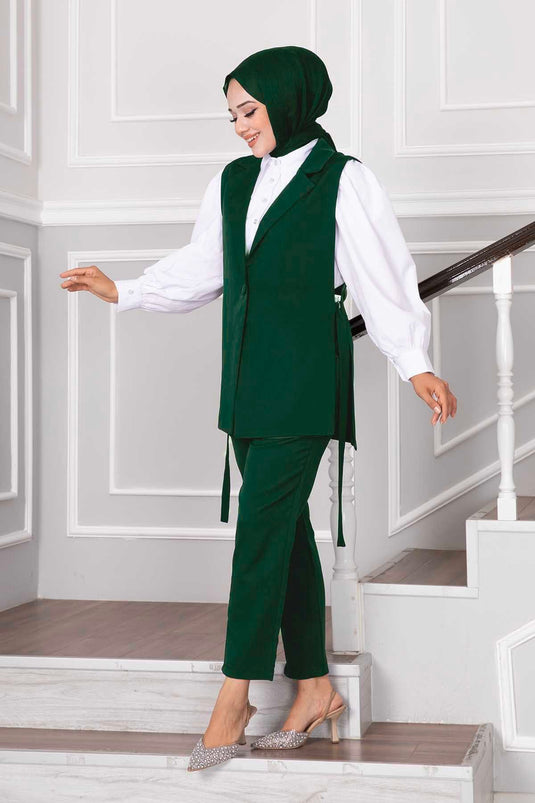 بدلة حجاب من قطعتين، لون زمرد