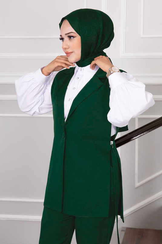 بدلة حجاب من قطعتين، لون زمرد