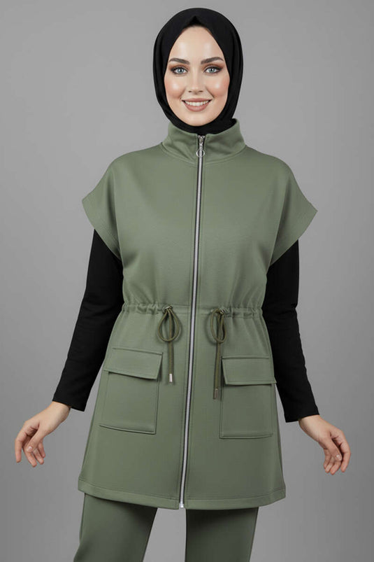 طقم مزدوج بسترة Scuba باللون الأخضر تشاغلا