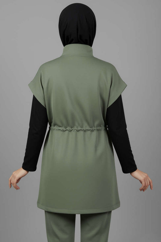 طقم مزدوج بسترة Scuba باللون الأخضر تشاغلا