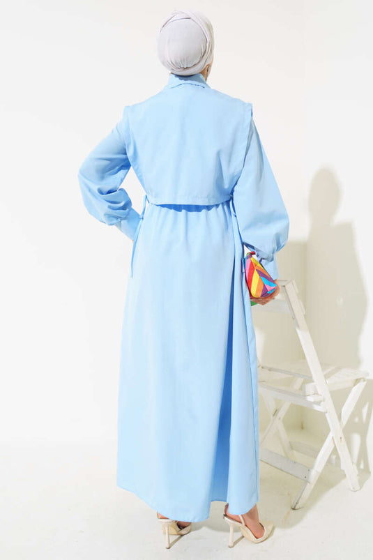 Robe Terikoton avec veste bleu bébé