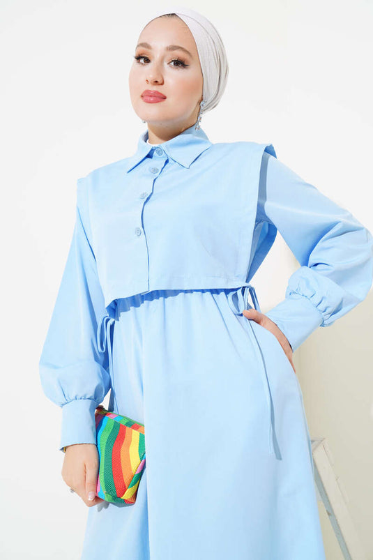 Robe Terikoton avec veste bleu bébé