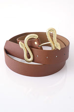 Ceinture marron avec boucle à détail serpent
