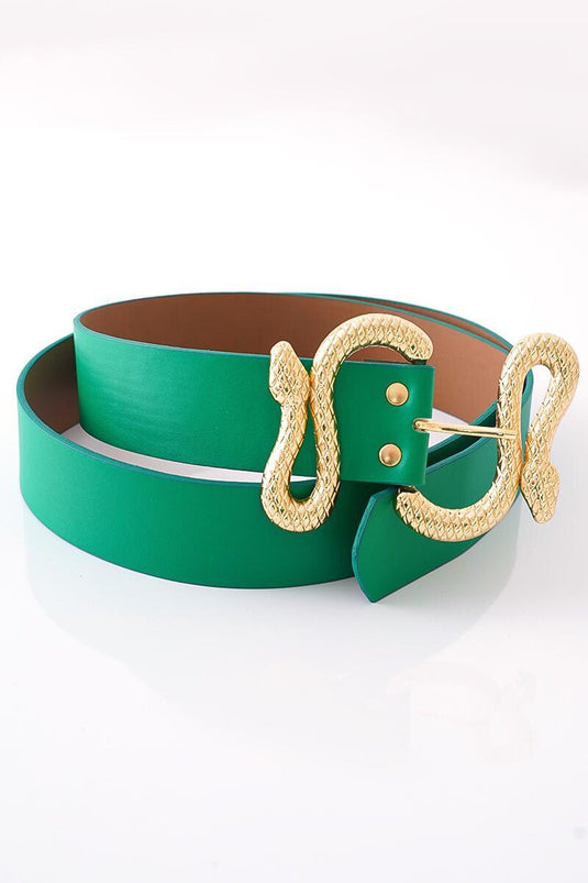 Ceinture verte avec boucle à détail serpent