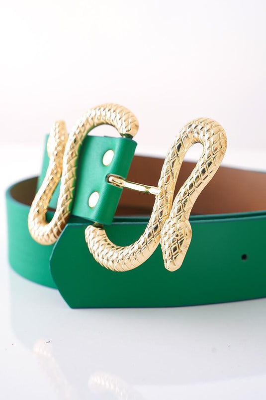 Ceinture verte avec boucle à détail serpent