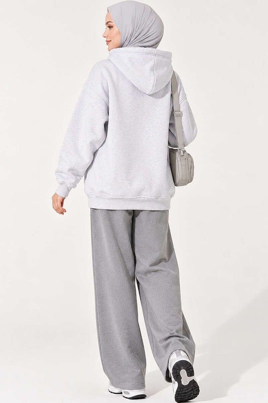 Star Embroidered Triple Layer Sweatshirt In Grey