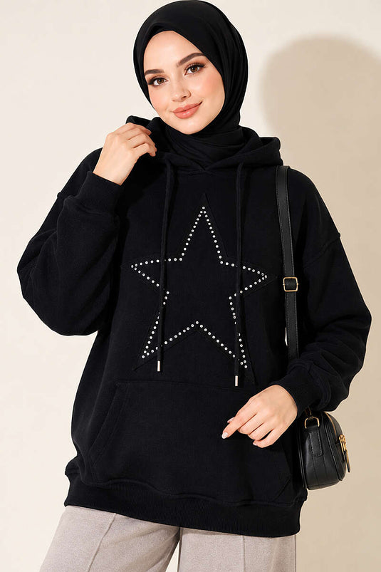 Star Embroidered Triple Layer Sweatshirt Dark Navy