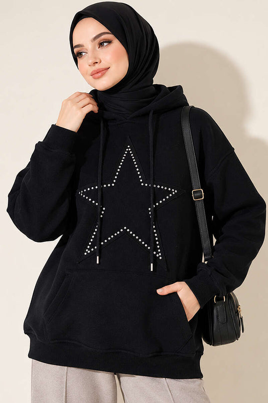Star Embroidered Triple Layer Sweatshirt Dark Navy