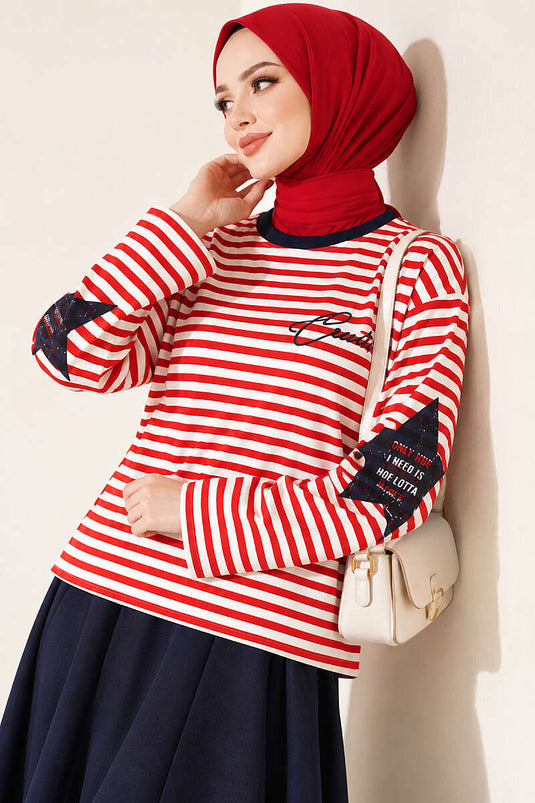 Sterprint Gestreepte Sweatshirt Rood