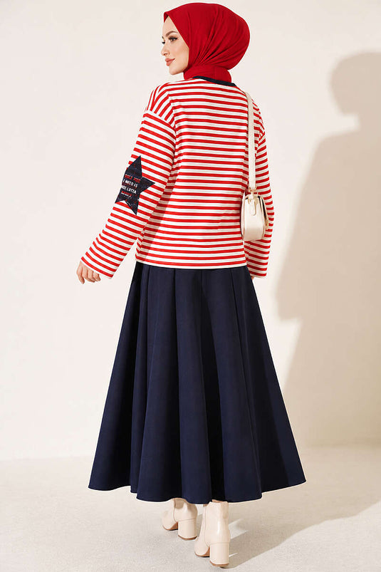 Sterprint Gestreepte Sweatshirt Rood