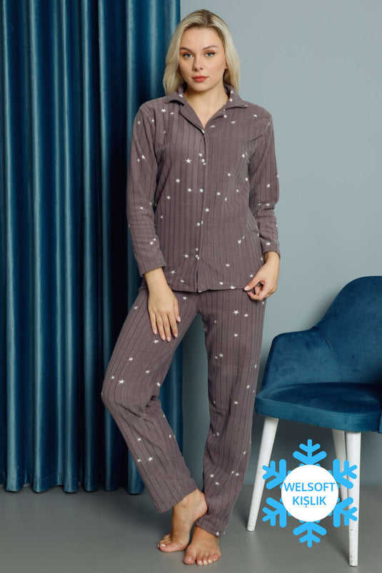 Ensemble pyjama d'hiver Welsoft à motifs étoiles fumé