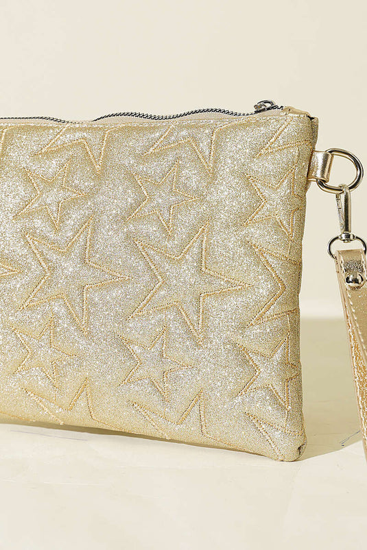 Sac zippé à couture étoile or