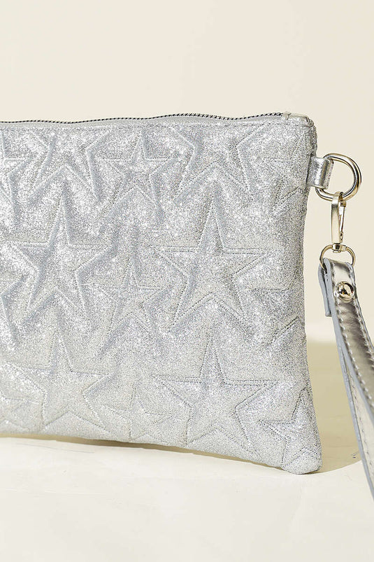 Sac zippé à couture étoile argenté