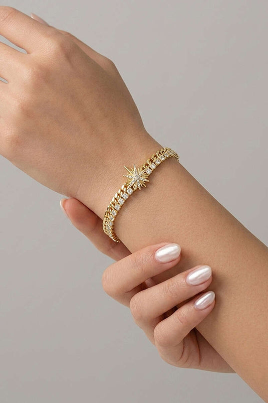 Bracciale Gold con Pietre a Forma di Stella