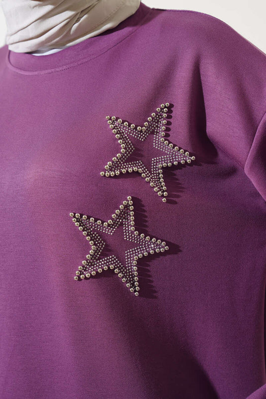 Túnica con detalle de piedra estrella magenta