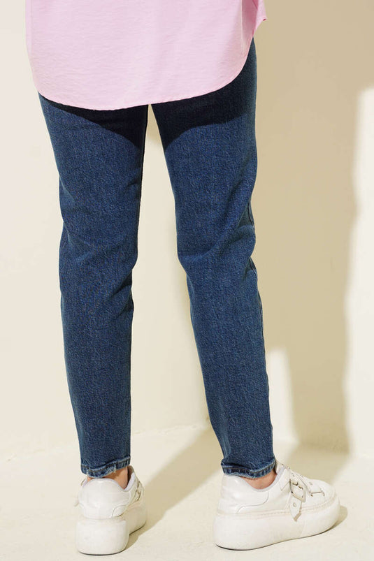 Skinny-Jeans im Distressed-Look Marineblau