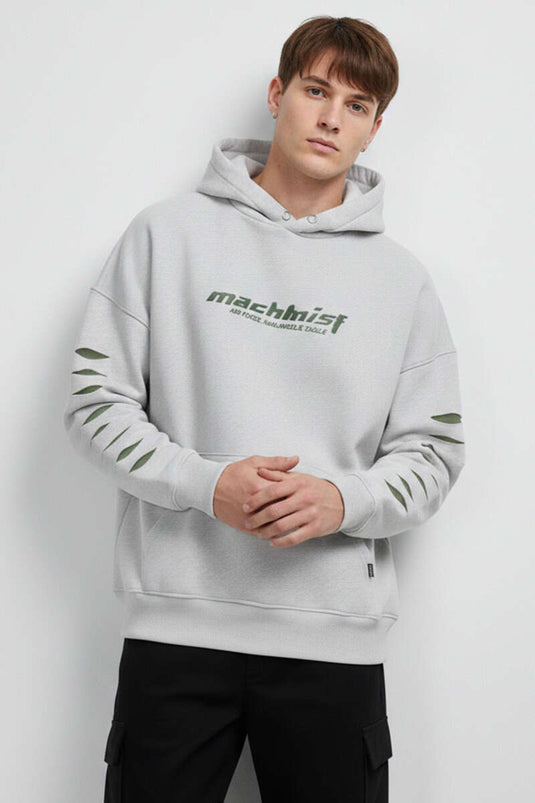 Sweat-shirt pour homme avec broderie effet déchiré couleur pierre