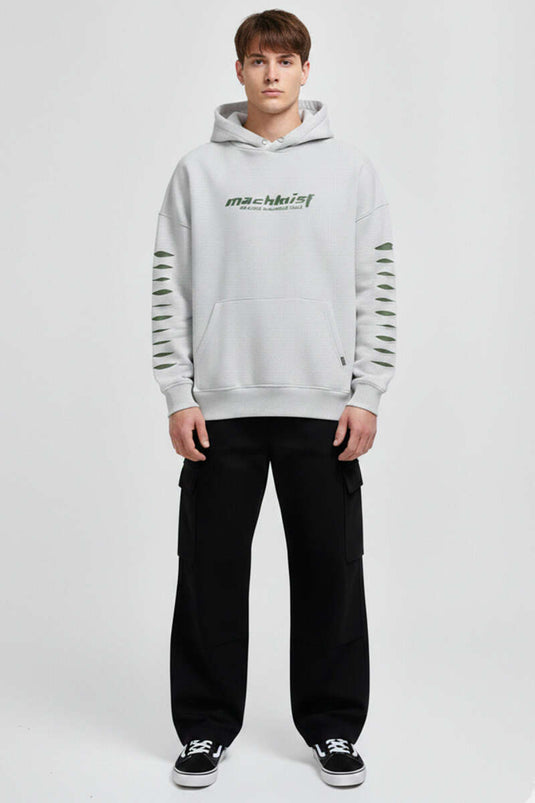 Sweat-shirt pour homme avec broderie effet déchiré couleur pierre