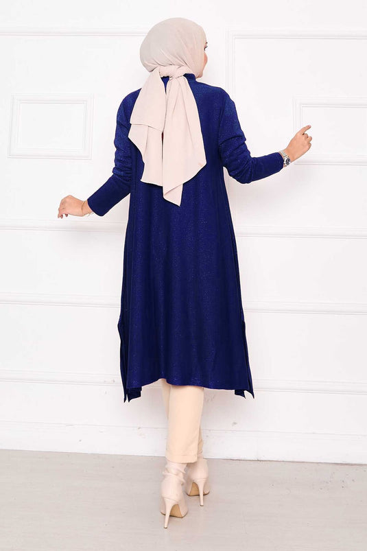 Tunique Mevlana en maille pailletée à fente détaillée couleur saxophone