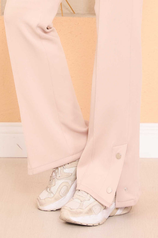 Slit and Snap Detailed Hijab Two Piece Set Stone