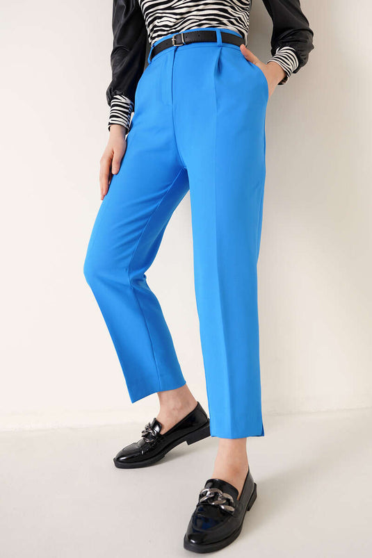 Pantalon Indigo Fendu Ceinturé