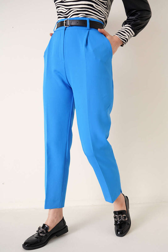 Pantalon Indigo Fendu Ceinturé