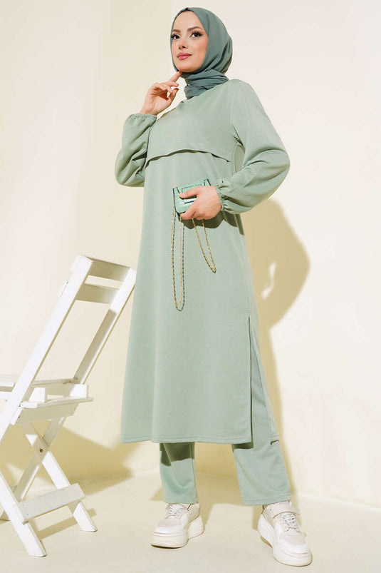 Costume 2 pièces long avec fente, Çağla Green