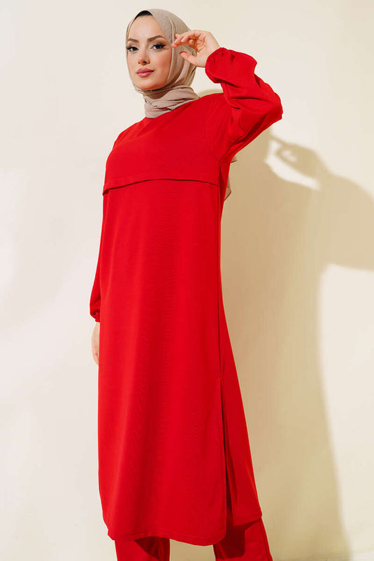 Costume Double Long Fente Rouge