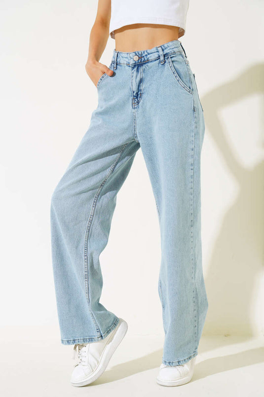 High Waist Baggy Trousers in Snow