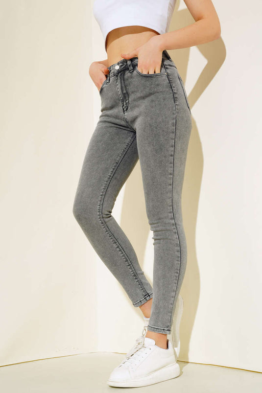 High Waist Skinny Leg Jeans Snow Medium