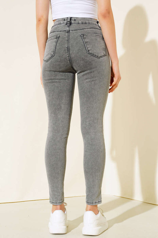 High Waist Skinny Leg Jeans Snow Medium