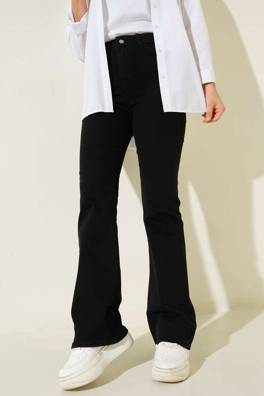 High Waist Bell Bottom Trousers Black