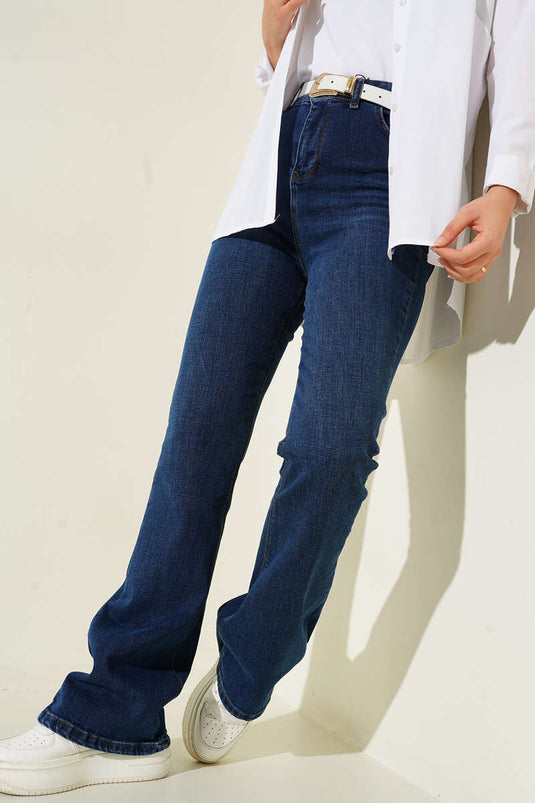 Pantalon Flare Taille Haute Bleu Marine