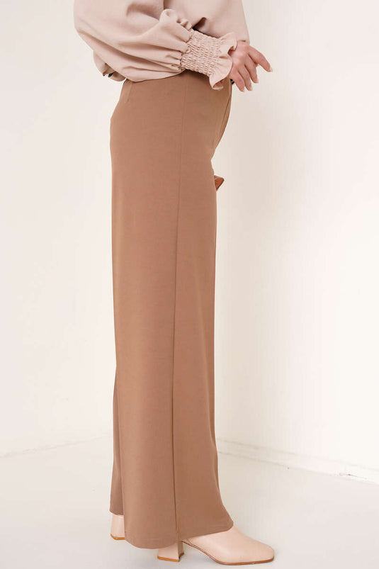 Pantalon en vison taille haute avec ceinture