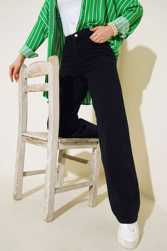 بنطال بالازو خصر عالي رمادي دخاني