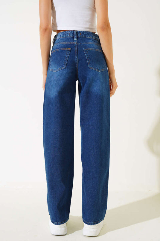High Waist Palazzo Jeans Blue