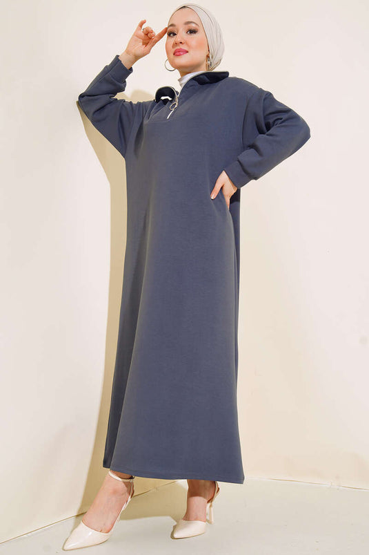 Robe Zippée Col Haut Anthracite