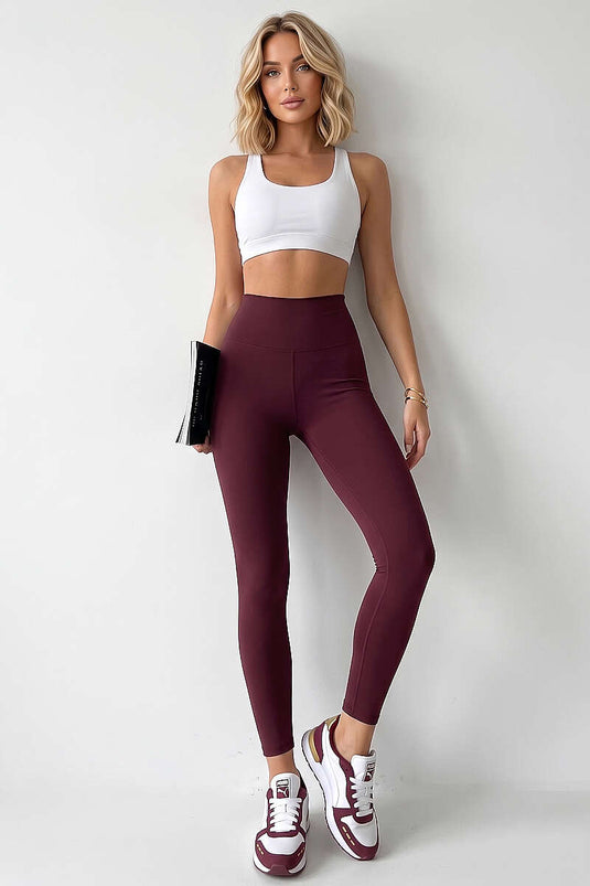 High Waist Cupra Leggings Burgundy