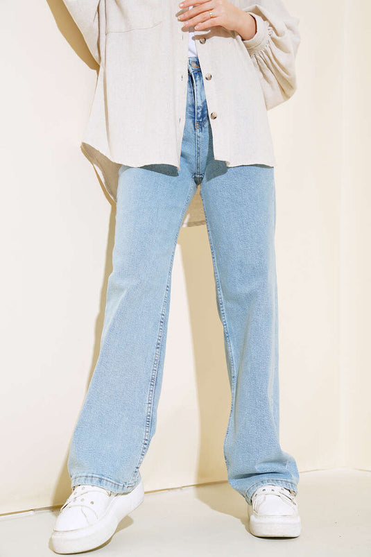 Yüksel Bel Palazzo Pantolon Kar Açık