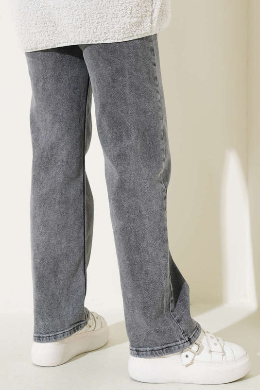 Pantaloni Palazzo a Vita Alta Grigio Scuro